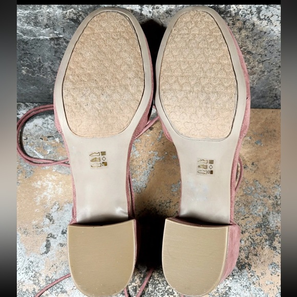 CHINESE LAUNDRY Heels Womens Size 5.5 Pink Suede Wrap Around Ankle Laced Ballet - Picture 7 of 8